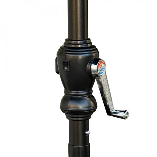 Parasol de Terraza Exterior 268x205x248 cm con Techo Inclinable hasta 45° Luces LED Solares y Manivela Marrón [7]