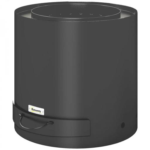 Brasero Exterior Redondo con Bandeja para Cenizas y Atizador Protector de Chispas para Jardín Terraza Ø45x42 cm Negro [8]