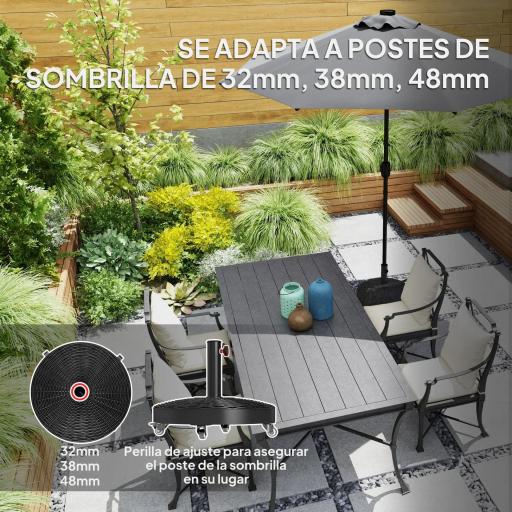 Base para Sombrilla Pesada de 25 kg con Ruedas para Sombrillas de hasta Ø3 m y Postes de 32-48 mm Ø52x42 cm Negro [2]