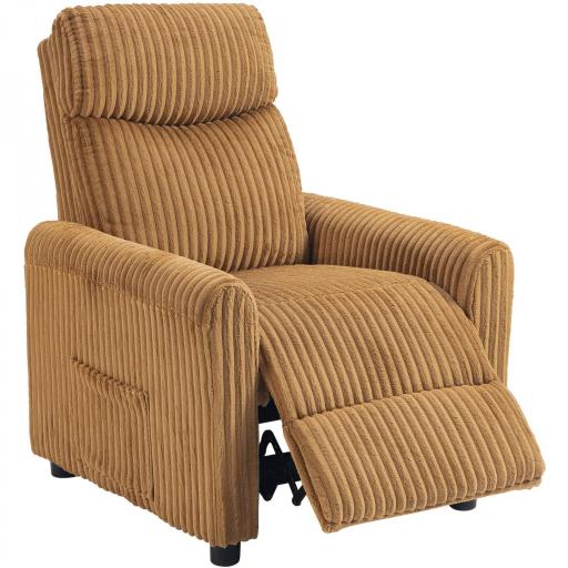 Sillón Relax Reclinable Manual Tapizado en Pana Instalación Rápida Reposapiés Acolchado Grueso Marrón [8]