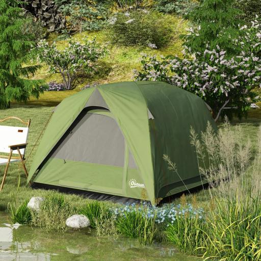 Tienda de Camping para 4 Personas Impermeable Fácil Instalación y Bolsa de Transporte Incluida 200x200x135 cm Verde [7]