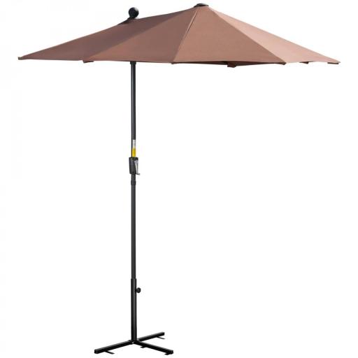 Parasol de Terraza 200x190x240 cm con Manivela Poste de Acero y Base Cruzada Anti-UV para Terraza Balcón Café [8]