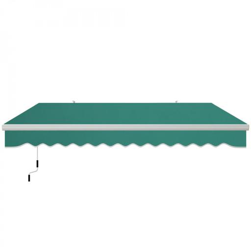 Toldo Manual 395x245 cm con Manivela Toldo Balcón Patio Terraza de Aluminio y Tejido Poliéster 280 g/m² Anti-UV Verde [8]