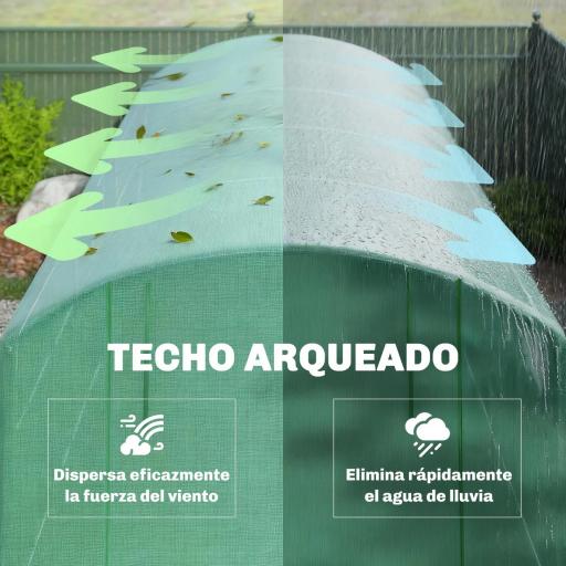 Invernadero de Túnel 6x3x2 m con 3 Puertas Enrollables 6 Ventanas de Malla y Estructura de Acero Galvanizado Verde [7]