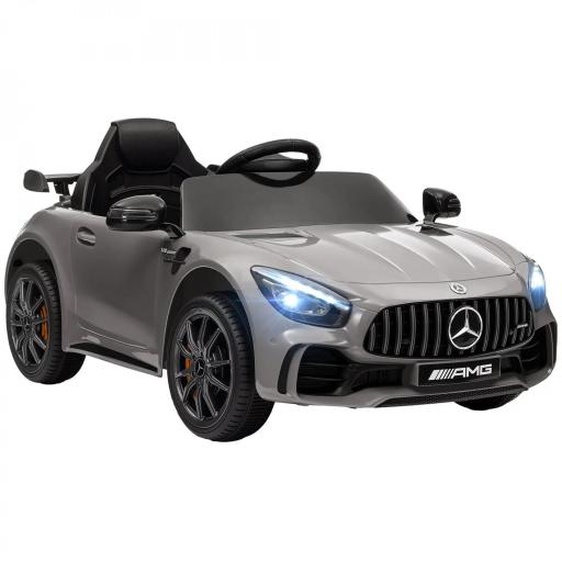 Coche Eléctrico para Niños de +3 Años Mercedes-Benz AMG GTR con Batería 12V Mando a Distancia Faros Bocina Música Plata [8]