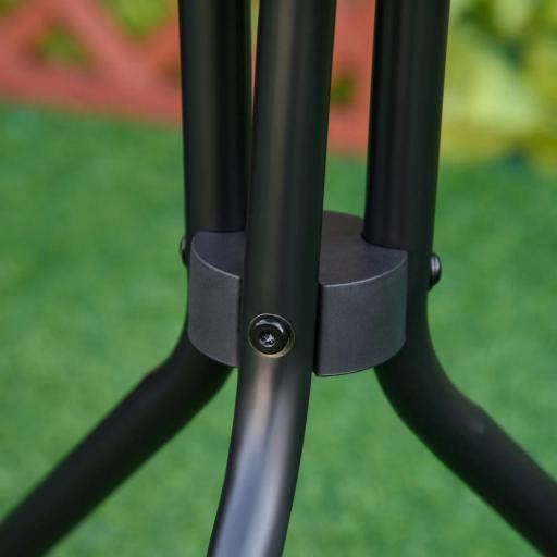 Mesa de Jardín Redonda Mesa de Café Exterior con Tablero de Cristal Decorativo y Marco de Metal para Patio Terraza Balcón Ø50x55 cm Negro [7]