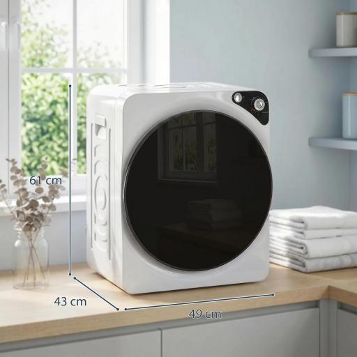 Secadora de Ropa Compacta 5 kg 1000W con 5 Modos de Secado Tambor de Acero Inoxidable Blanco [1]