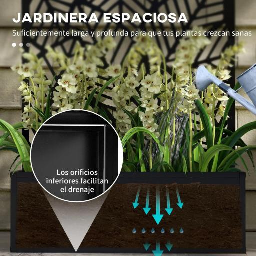Jardinera con Biombo de Metal Huerto Urbano de Pared o de Pie para Cultivos Plantas o Decoración 61x23x113 cm Negro [2]