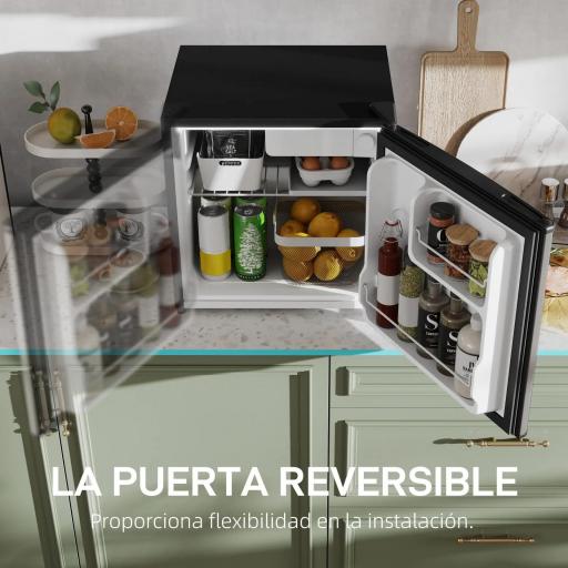 Mini Nevera Silenciosa 46 L Clase E Frigorífico Pequeño con Temperatura Regulable y Puerta Reversible 48x44x49 cm Plata [4]