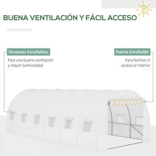 Cubierta de Repuesto para Invernadero 600x300x200cm Tipo Túnel Carpa de Invernadero con 12 Ventanas Blanco [3]