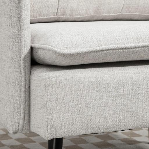 Sillón de Salón Moderno Tapizado en Lino con Reposabrazos Asiento Acolchado y Patas de Acero 76x68x80 cm Crema [6]