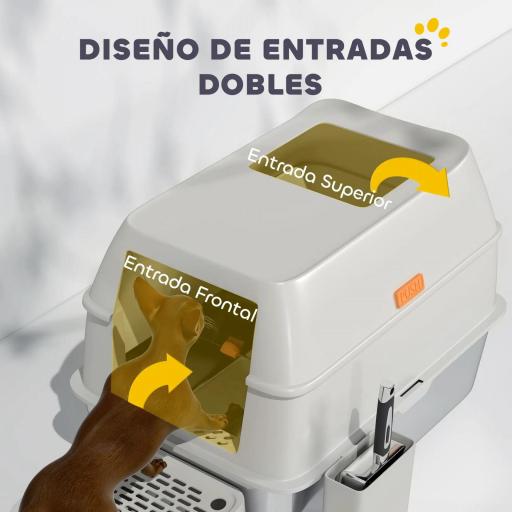 Arenero para Gatos Cubierto de Acero Inoxidable con Paso de Salida y Pala de Acero Inoxidable Gris Claro [5]