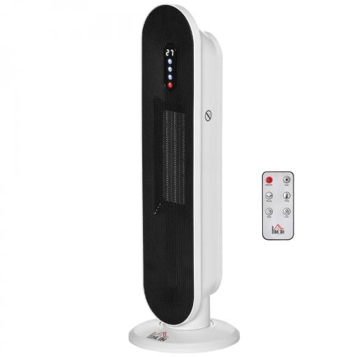 Calefactor Cerámico de Torre 1200W/2000W Calefactor PTC con Mando a Distancia Termostato Temporizador de 24H Oscilación 45° y Sistema Antivuelco para Sala de 20 m² Blanco y Negro [8]