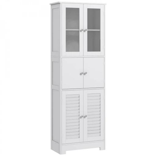 Mueble Auxiliar de Baño con 6 Puertas Estantes Ajustables Antivuelco Armario de Baño Moderno 60x30x170,5 cm Blanco [9]