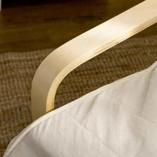 Sillón de Salón con Reposapiés Ajustable Silla Relax Butaca Tapizado en Tela para Oficina Dormitorio 66,5x94x100cm Crema [8]