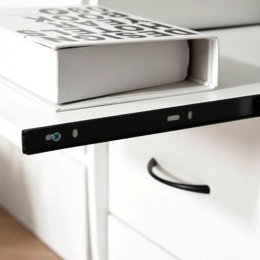 Escritorio con Estanterías Mesa de Ordenador con 2 Cajones Bandeja de Teclado Soportes para Monitor 120x55x85 cm Blanco [4]