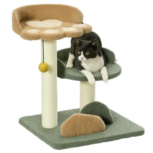 Árbol Rascador para Gatos Árbol Pequeño de 52 cm con Cama Poste de Sisal y Bola Colgante 43x39x52 cm Multicolor [9]