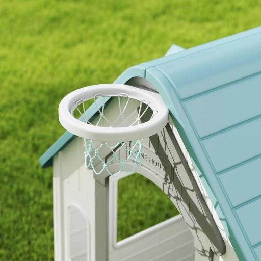 Casita Infantil Exterior e Interior 5 en 1 con Lanzamiento de Aros Baloncesto Fútbol Dardos para Niños +2 Años Beige [7]