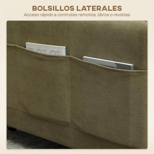 Sillón Cama Individual 3 en 1 Sofá Cama Plegable con Respaldo Ajustable y Cojín para Salón 74x85,5x82 cm Marrón [3]