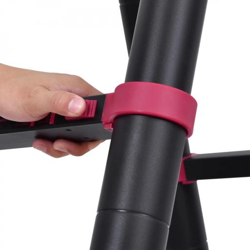 Escalera de Aluminio Plegable 2 Formas de Uso con 12 Escalones Antideslizantes Carga 150 kg 379x67,5x11 cm Negro y Rojo [6]