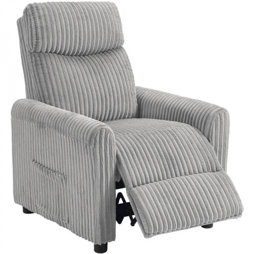 Sillón Relax Reclinable Manual Tapizado en Pana Instalación Rápida Reposapiés Acolchado Grueso Gris Claro [9]