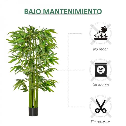Árbol de Bambú Artificial Planta Artificial con 975 Hojas y Maceta Decorativa para Hogar Salón 160 cm Verde [9]