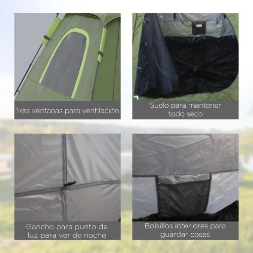 Tienda de Camping Pop-up para 2-3 Personas Impermeable 2000 mm con Bolsa de Trasporte 210x210x150 cm Verde [5]