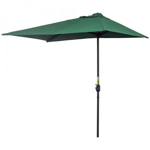 Parasol para Pared 230x130x245 cm Media Sombrilla con Manivela Protección UV 30+ Impermeable Verde [10]