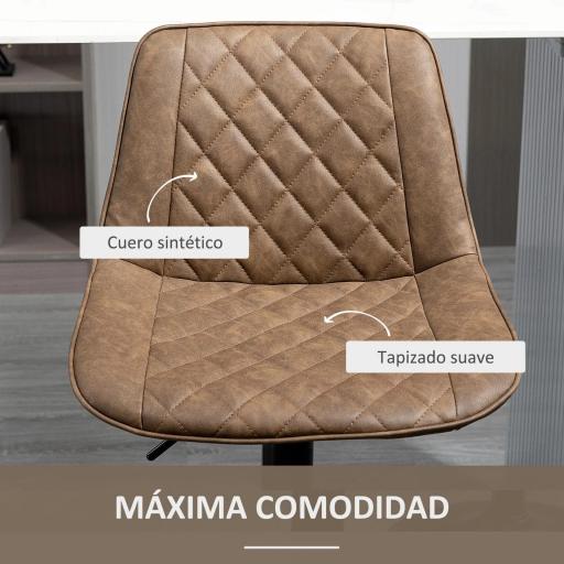 Juego de 2 Taburetes de Cocina Taburetes Altos con Altura Ajustable Asiento Giratorio 46,5x51x86-106 cm Marrón [5]