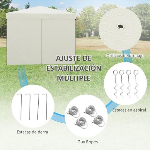 Carpa Plegable Pop-Up 3x3 m con 4 Cortinas Laterales 2 Ventanas de Malla Altura Ajustable Impermeable y Anti-UV Blanco [2]