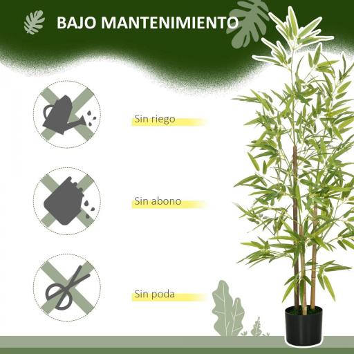 2 Plantas Artificiales Plantas Sintéticas de Bambú con 498 Hojas para Decoración en Salón Oficina Ø15x120 cm Verde [7]