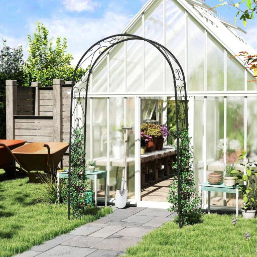 Arco de Jardín de Acero para Rosas y Plantas Trepadoras Arco de Boda para Plantas y Decoraciones 125x37x230 cm Negro [3]