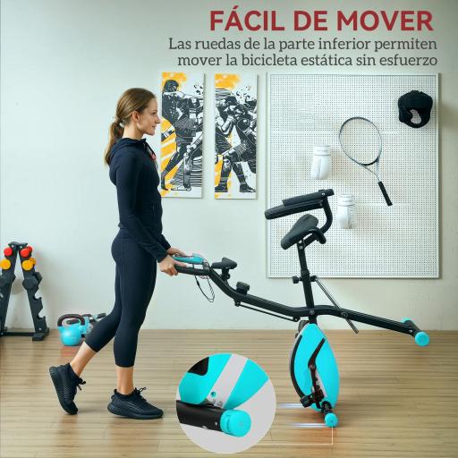 Bicicleta Estática Plegable Silenciosa con Resistencia Magnética Monitor LCD y Bandas para Brazos 43x97x109 cm Verde [6]