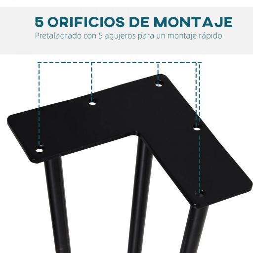 Conjunto de 4 Patas para Mesa de Estilo Industrial y Diseño Horquilla con Protectores Anti-arañazos de Goma 12x12x71cm Tornillos de Montaje Incluidos Negro [5]