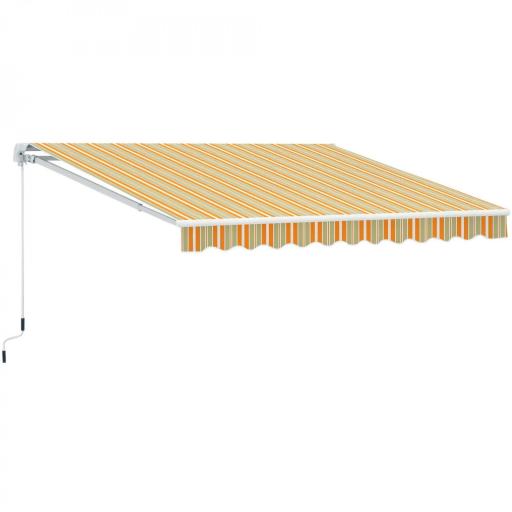 Toldo Manual Retráctil 300x250 cm Toldo para Balcón con Manivela de Metal Impermeable y Anti-UV Toldo Enrollable de Exterior para Jardín Terraza Ventanas Amarillo y Blanco [9]