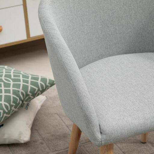 Silla de Comedor Tapizada en Lino Sintético Transpirable con Asiento Acolchado y Patas de Madera Silla de Ocio Moderna para Salón Dormitorio 55x58x74 cm Gris [7]