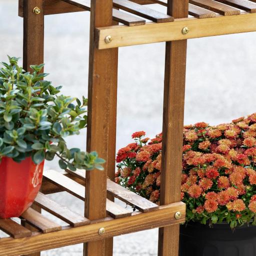 Soporte de Madera para Flores Estantería Decorativa para Macetas Plantas con 6 Estantes Interior y Exterior para Jardín Balcón Terraza 95x28x96,5 cm Carbonizado [5]