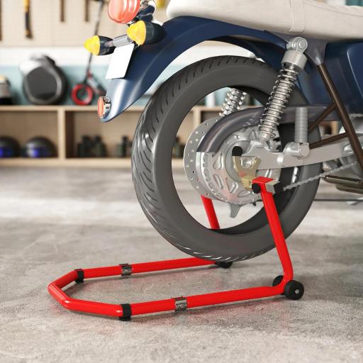 Combo de Soporte de Rueda Delantera y Trasera Motocicleta Carga 390 kg con Adaptadores de Horquillas en U y L Ruedas [8]