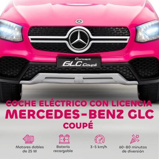 Coche Eléctrico para Niños Mercedes-Benz GLC Coupé 12V Mando a Distancia 2,4 G Motor Doble MP3 Rosa [4]