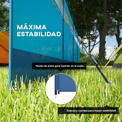 Cortavientos para Camping de 725 cm con Panel Transparente Postes de Acero, Estacas y Bolsa de Transporte para Exterior [3]