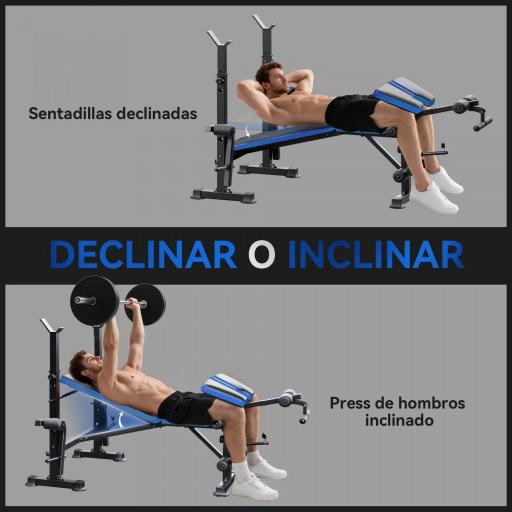 Banco de Musculación con Respaldo Ajustable y Soporte para Barras Regulable para Entrenamiento en Casa Gimnasio Negro [3]