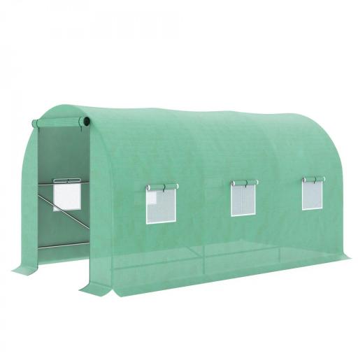 Invernadero de Exterior 4x2x2 m Invernadero de Túnel con 6 Ventanas de Malla y Puerta Enrollable con Cremallera Invernadero de Huerto Anti-UV para Patio Jardín Verde [8]
