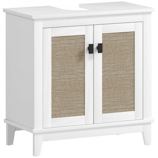 Mueble para Debajo del Lavabo con 2 Puertas 2 Estantes y Sistema Antivuelco para Cuarto Baño 60x30x60 cm Blanco [3]
