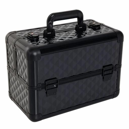 Estuche de Maquillaje Maletín para Maquillaje Organizador Cosméticos Profesional Caja de Belleza Portátil 4 Niveles 35.5x20x25.5cm Aluminio [2]