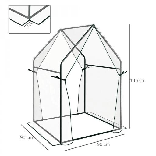 Invernadero de Terraza con 2 Puertas con Cremallera Anti-UV para Cultivo de Plantas Flores 90x90x145 cm Transparente [1]