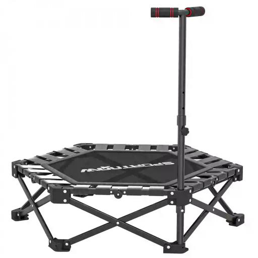 Trampolín de Fitness Plegable 104 cm con Barra Ajustable en 3 Alturas Marco Metálico Reforzado y Bolsa 104x104x114 cm [9]