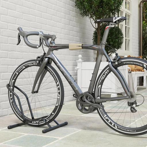 Soporte para Bicicletas de Acero Aparca Bicis de Suelo Portátil para Interior y Exterior 59x41x38 cm Negro