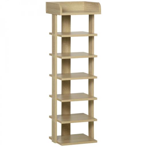 Zapatero Estrecho de 7 Niveles Capacidad de 6 Pares de Zapatos para Entrada Dormitorio y Pasillo 32x30x104 cm Roble [8]