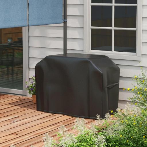Funda para Barbacoa Rectangular de Tela Oxford 420D Anti-UV Impermeable con Cordón de Sujeción 124x61x91 cm Negro