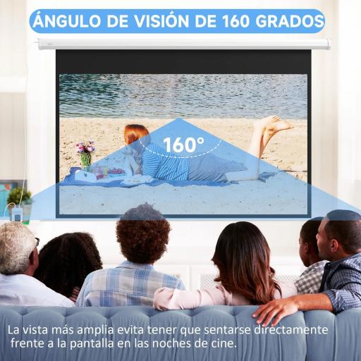 Pantalla de Proyección Eléctrica 84 Pulgadas Formato 16:9 con Mando a Distancia 186x105 cm Blanco [3]